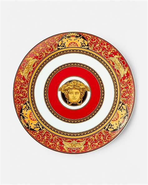 versace plaque|Versace red plates.